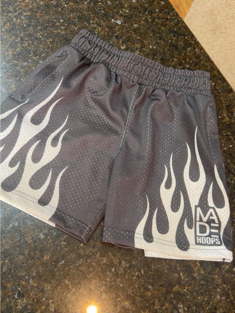 Kids Black Flame Mesh Shorts